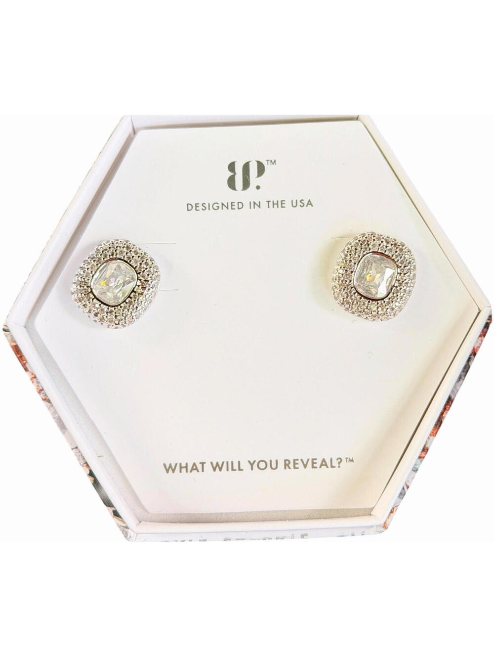 Bomb Party April Stud Earrings ER50207 “Fierce As Fire” Cz on Rhodium